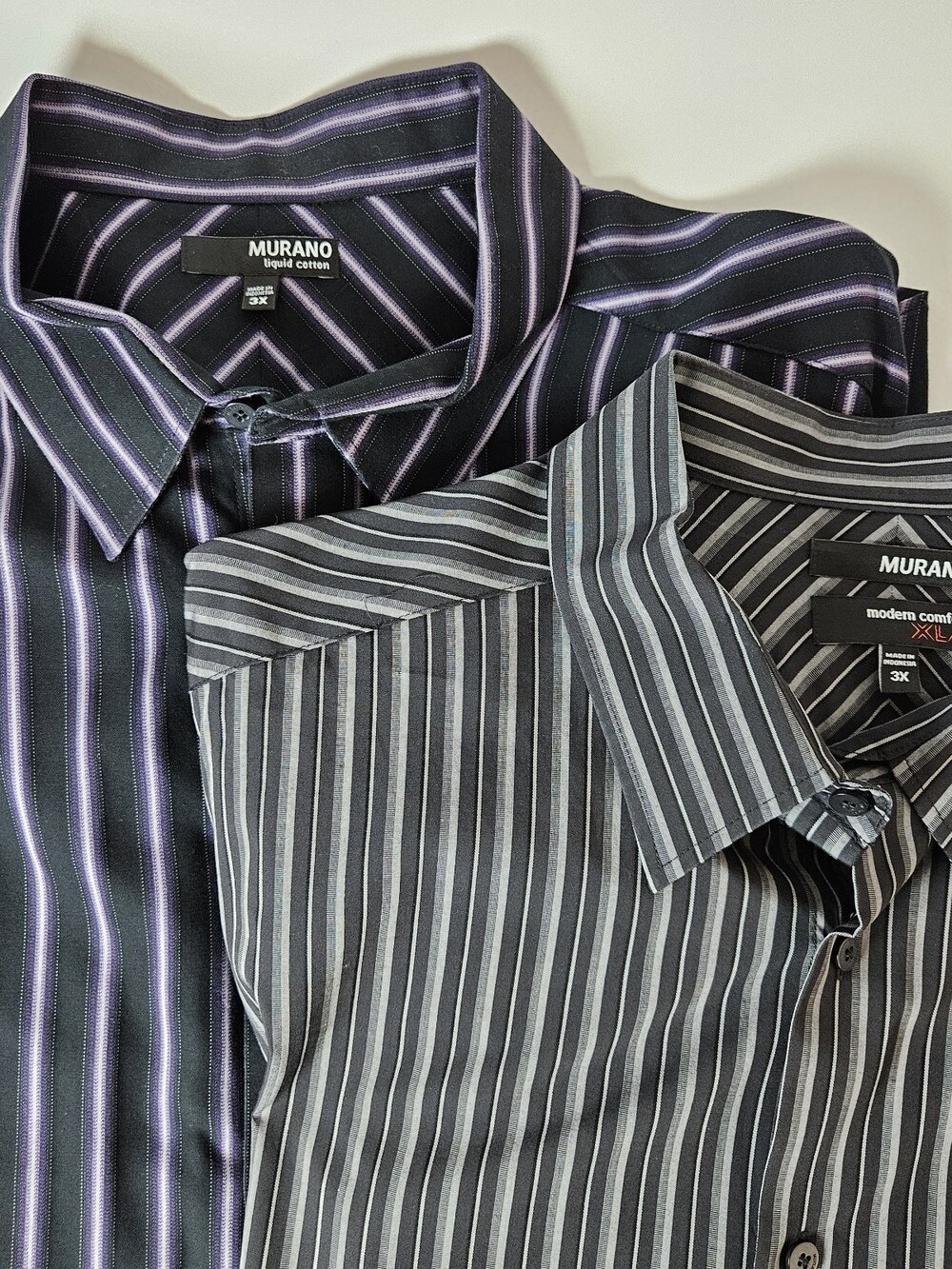Lot Of 2 Murano Shirt Mens 3XL Striped Long Sleeve Button Up Career Office